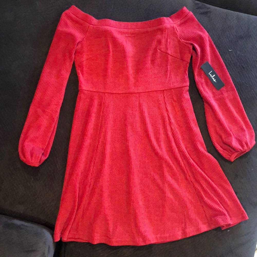 Off the shoulder red dress
